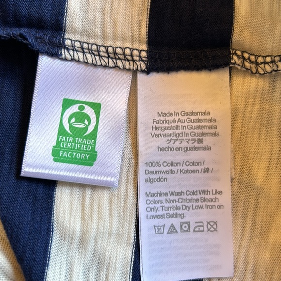 J Crew NWT $60 Navy Ivory Striped Tie Waist T-Shirt Dress in 100% Cotton szXL - Picture 12 of 15